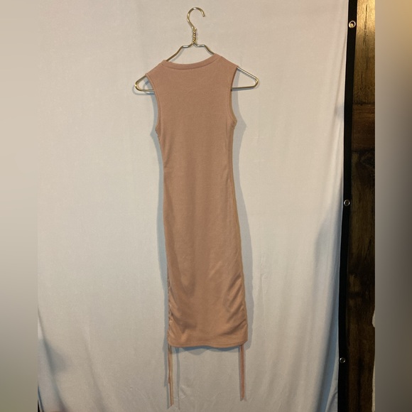 Lulu’s Ribbed‎ Drawstring Bodycon Pink Dress - Picture 4 of 4